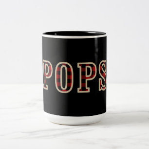 POPS Rustic Red Black Buffalo Checker Squares Two-Tone Coffee Mug