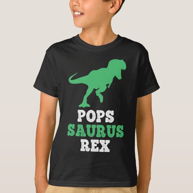 Pops-saurus Rex Dino Dinosaur Funny Popssaurus  T-Shirt (Front)