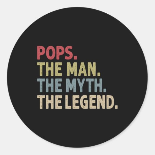 Pops The The Myth The Legend Classic Round Sticker