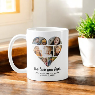 Pops We Love you Hearts Modern Photo Collage Coffee Mug