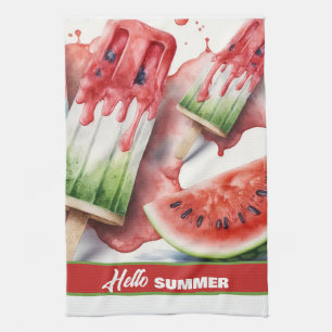 Popscles and Watermelon, HELLO SUMMER  Kitchen Towel