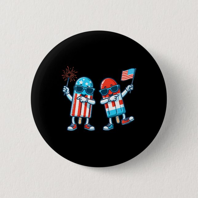 Popsicle American Flag 4th Of July Patriotic Summe Button (Front)