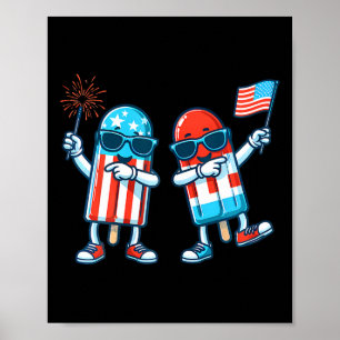 Popsicle American Flag 4th Of July Patriotic Summe Poster