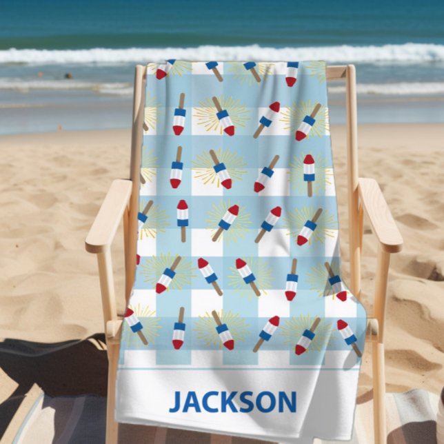 POPSICLE AND FIREWORKS PERSONALIZED TOWEL (Creator Uploaded)