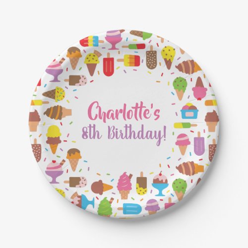 Popsicle and Ice Cream Girls Birthday Party Plates