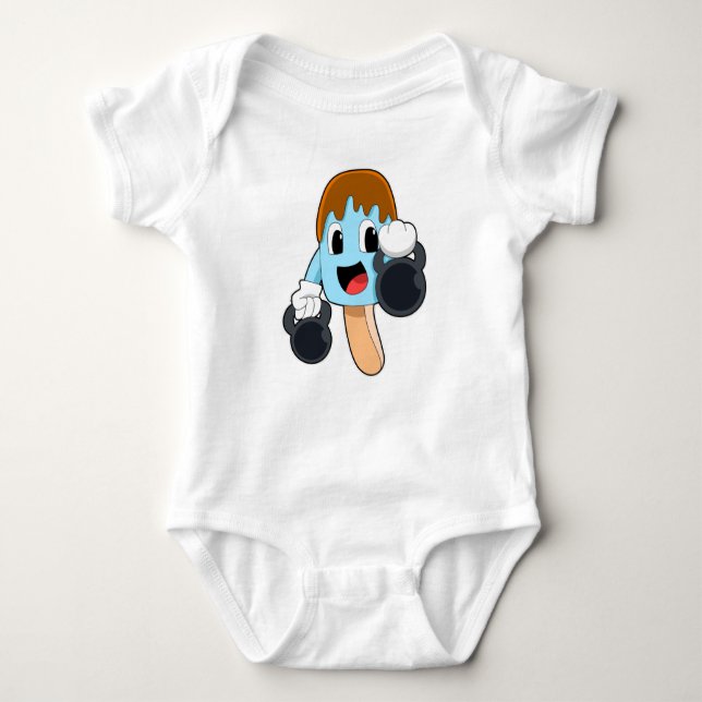 Popsicle at Strength training with Dumbbells Baby Bodysuit (Front)