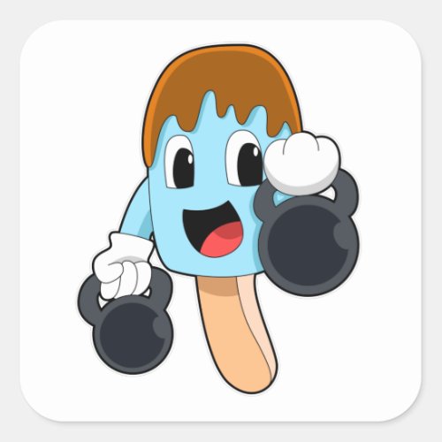 Popsicle at Strength training with Dumbbells Square Sticker