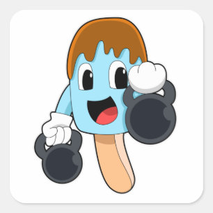 Popsicle at Strength training with Dumbbells Square Sticker