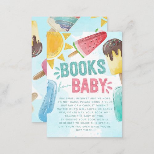 Popsicle Baby Shower Book Request Enclosure Card
