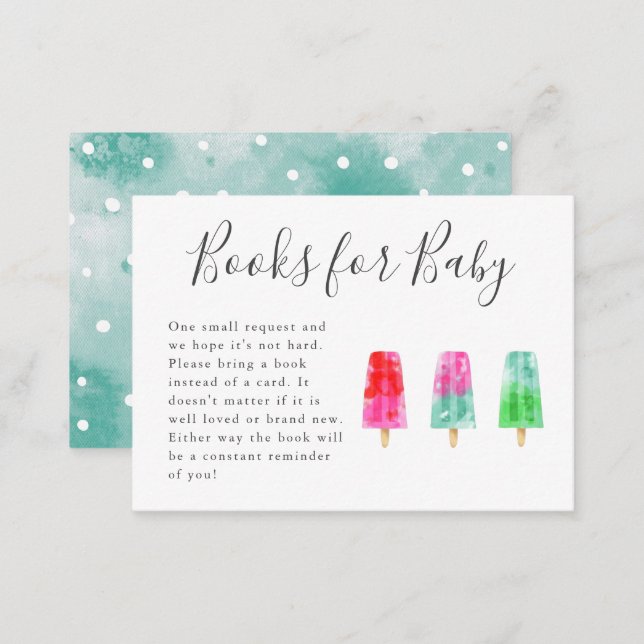 Popsicle Baby Shower Book Request  Enclosure Card (Front/Back)