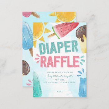 Popsicle Baby Shower Diaper And Wipes Raffle Enclosure Card by PerfectPrintableCo at Zazzle