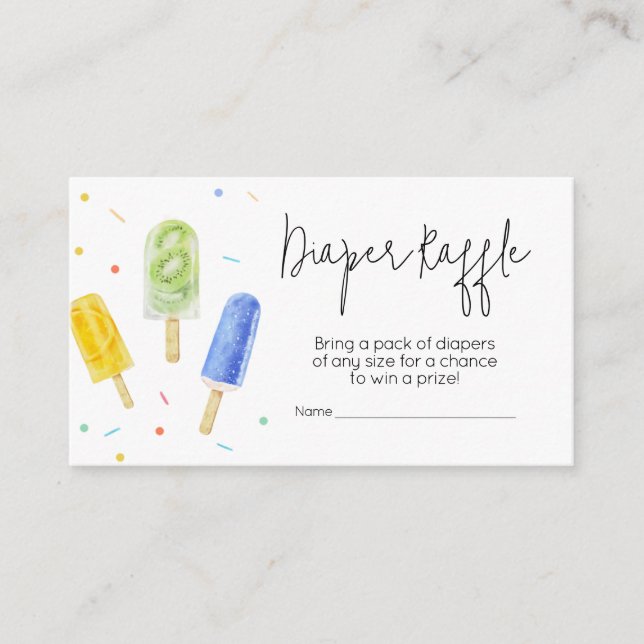 Popsicle Baby Shower Diaper Raffle Enclosure Card (Front)