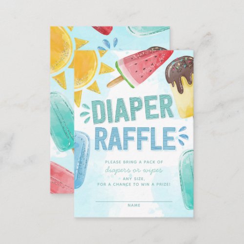 Popsicle Baby Shower Diaper Raffle Enclosure Card