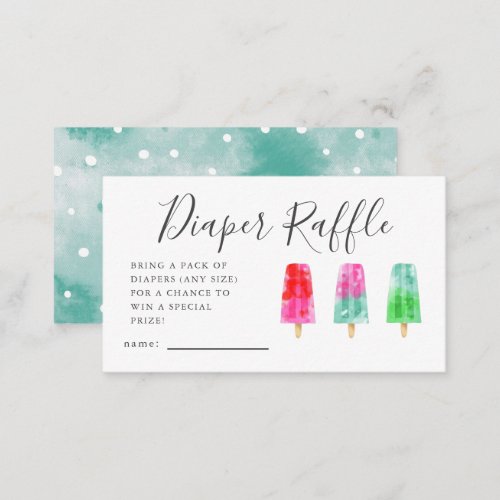 Popsicle Baby Shower Diaper Raffle Ticket  Enclosure Card