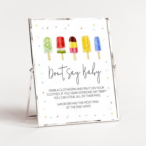 Popsicle Baby Shower Dont Say Baby Poster
