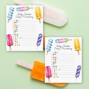 Popsicle baby shower emoji Pictionary game