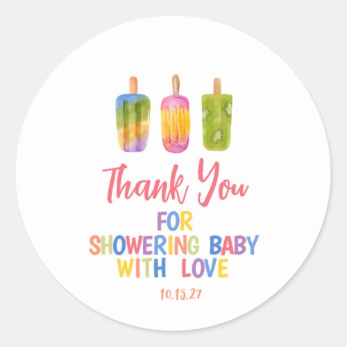 Popsicle baby shower Ice Cream summer party Classic Round Sticker