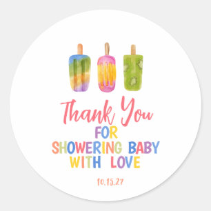 Popsicle baby shower Ice Cream summer party Classic Round Sticker