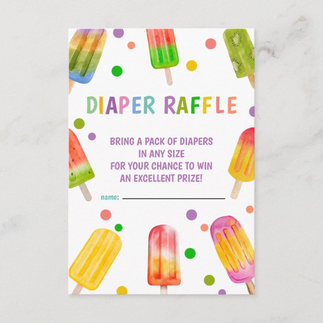 Popsicle baby shower Ice Cream summer party Enclosure Card (Front)