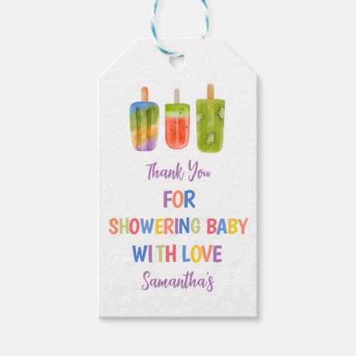 Popsicle baby shower Ice Cream summer party Gift Tags