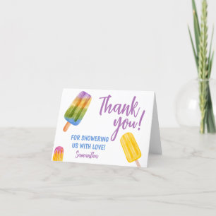 Popsicle baby shower Ice Cream summer party Letterpress Thank You Card