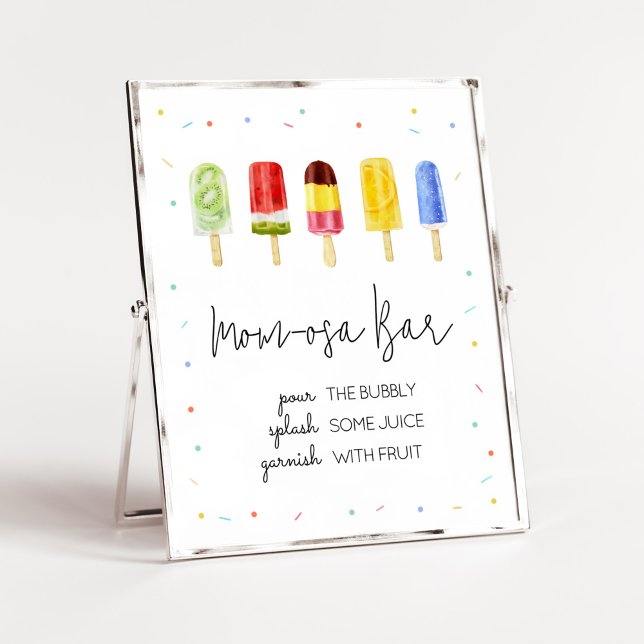 Popsicle Baby Shower Mom Osa Bar Poster (Ready to Pop Baby Shower Mom Osa Bar Sign)