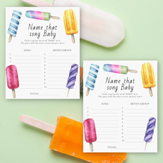 Popsicle baby shower Name that song baby game (Creator Uploaded)