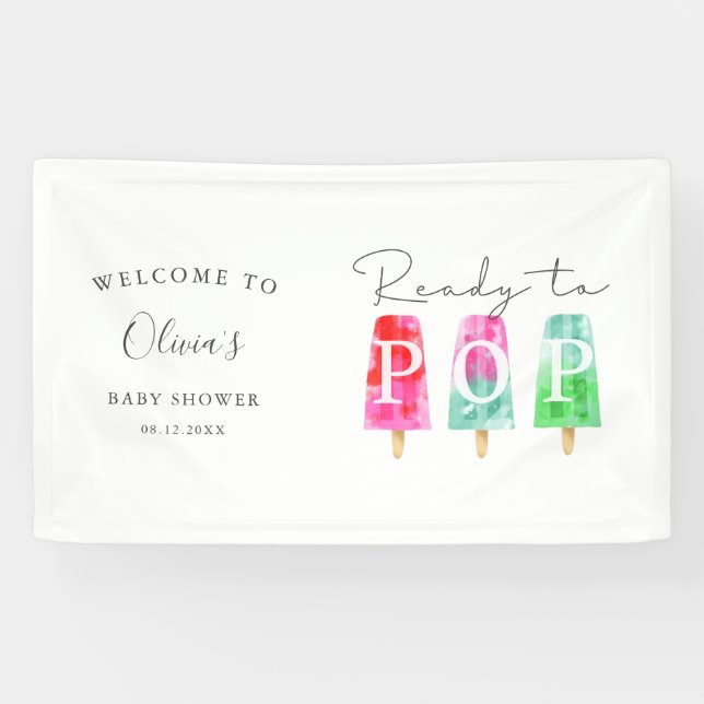 Popsicle Baby Shower Ready to Pop Welcome Banner (Horizontal)