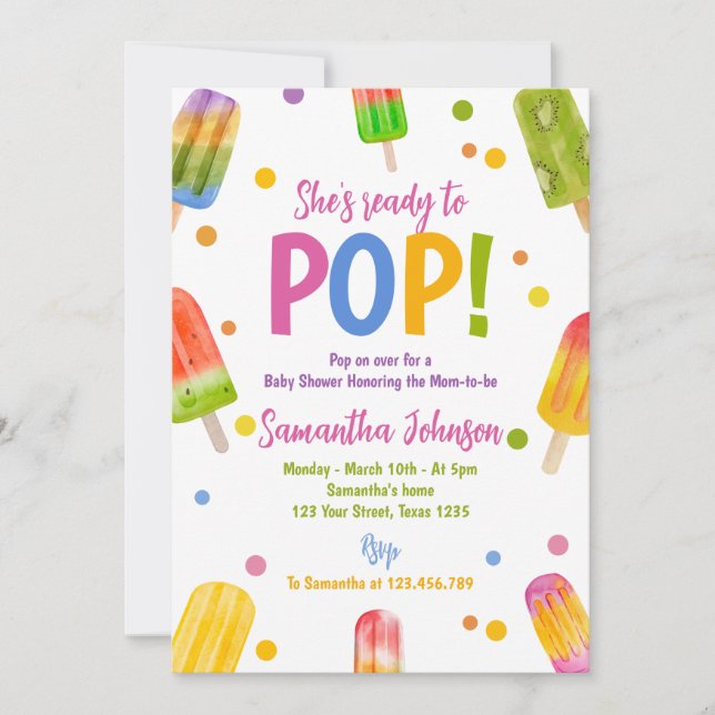 Popsicle baby shower summer party  invitation (Front)