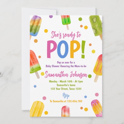 Popsicle baby shower summer party  invitation