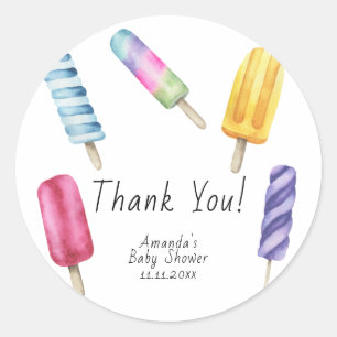 Popsicle Baby shower Thank You Classic Round Sticker