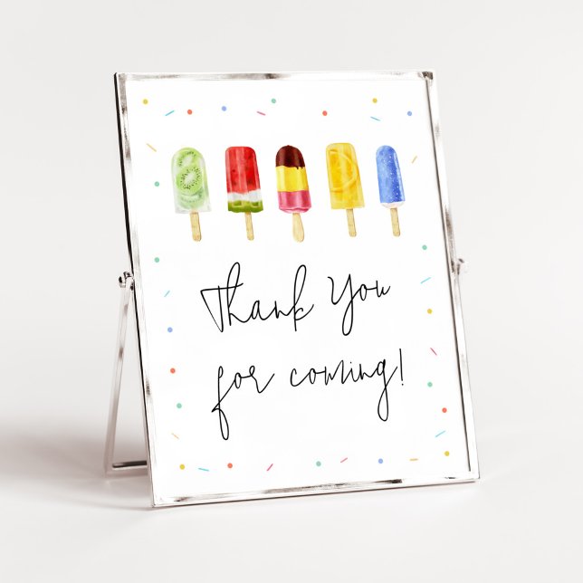Popsicle Baby Shower Thank you for Coming Poster (Ready to Pop Baby Shower Thank you for Coming Sign)