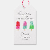 Popsicle Baby Shower Thanks For Popping By Gift Tags