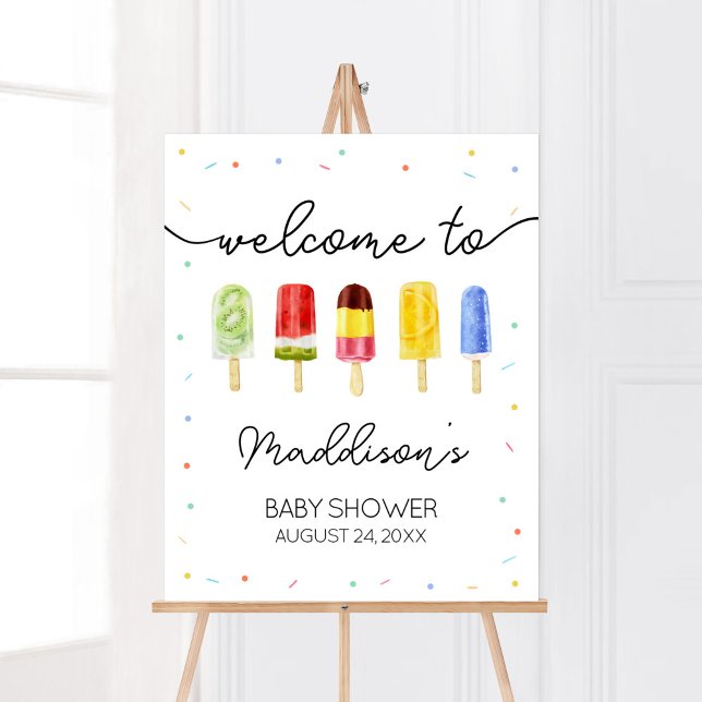 Popsicle Baby Shower Welcome Poster (Ready to Pop Baby Shower Welcome Sign)