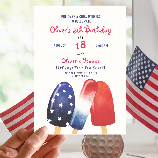 Popsicle Birthday Independence Day Kids Party Invitation (Creator Uploaded)