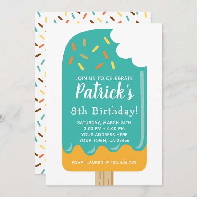 Popsicle Birthday Invitation (Front/Back)