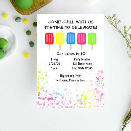 Popsicle Birthday Invitation