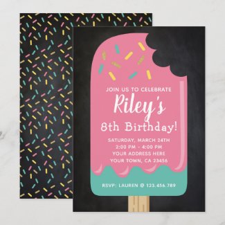 Popsicle Birthday Invitation Chalkboard