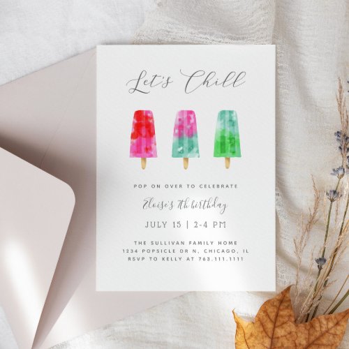 Popsicle Birthday Party Lets Chill Invitation