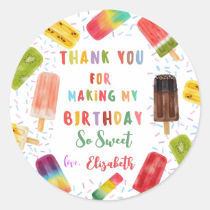 Popsicle Birthday Party Party Favor Classic Round Sticker