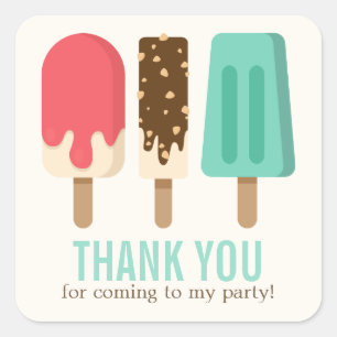 Popsicle Birthday Party Square Sticker