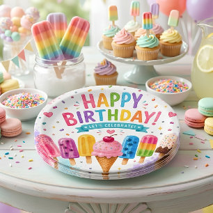 Popsicle Birthday Party Summer Paper Plates