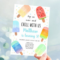 Popsicle Blue Boy Birthday Invitation