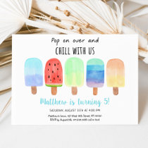 Popsicle Blue Boy Birthday Invitation