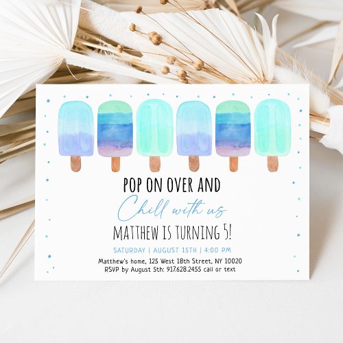 Popsicle Blue Boy Chill With Us Birthday Invitation