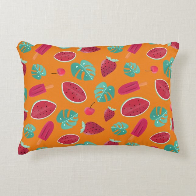 Popsicle, Cherry, Strawberry & Watermelon Accent Pillow (Front)
