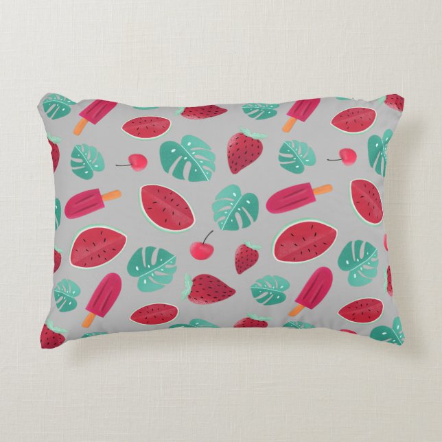 Popsicle, Cherry, Strawberry & Watermelon Accent Pillow (Front)