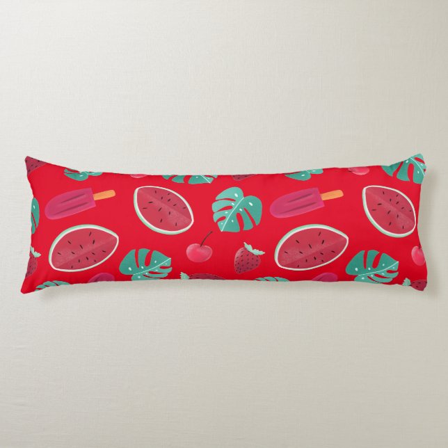 Popsicle, Cherry, Strawberry & Watermelon Body Pillow (Front)