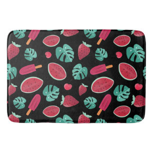 Popsicle, Cherry, Strawberry & Watermelon Leaves Bath Mat