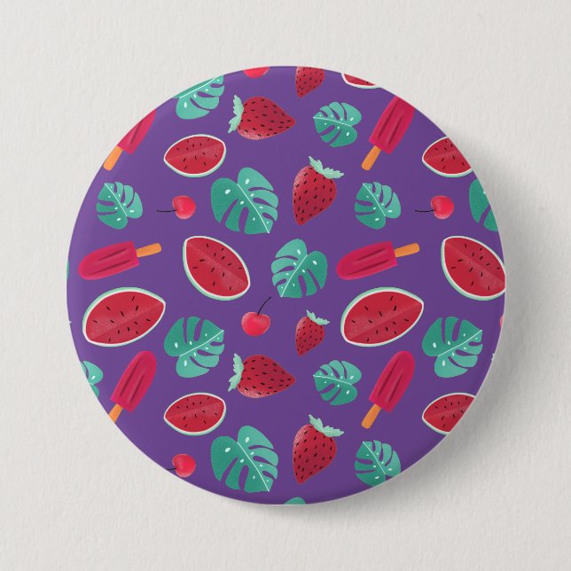 Popsicle, Cherry, Strawberry & Watermelon Leaves Button (Front)